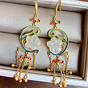 翡翠と七宝の宮廷ピアス