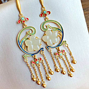 翡翠と七宝の宮廷ピアス